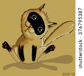 brown cat sitting  surprised ... | Shutterstock .eps vector #376795387