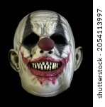 Creepy grin clown mask isolated ...