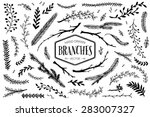 set of hand drawn branches. ink ... | Shutterstock .eps vector #283007327