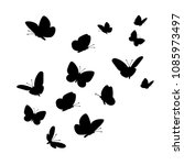Flying Butterflies Silhouettes. ...