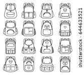 Bag Pack Linear Icons. Vector...