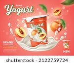 realistic yogurt poster. milk... | Shutterstock .eps vector #2122759724