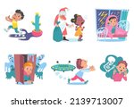 children fears. sad and scared... | Shutterstock .eps vector #2139713007