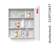 realistic medicine cabinet. 3d... | Shutterstock .eps vector #2139713657
