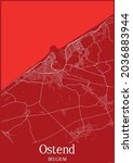 Red City Map Of Ostend Belgium