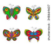 hand drawn butterfly set in... | Shutterstock .eps vector #348664607