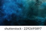 Small photo of Color mist. Ink water. Haze texture. Fantasy night sky. Blue green shiny glitter steam cloud blend on dark black abstract art background.