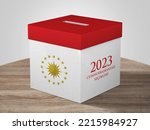 General and Presidential elections in Turkey 2023. (Turkish Translate on the Image: Turkey's Presidental Elections 2023) Ballot Box and Turkish Flag Symbol and Presidential symbol.