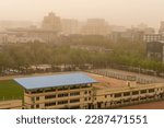 Small photo of Beijing, China-4 11 2023: Beijing has encountered a rare sandstorm, and the morning city is filled with turbid air