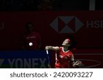 Small photo of Wang Zhi Yi from China winning the woman single of Daihatsu Indonesia Masters 2024 badminton championship in Istora Senayan, Jakarta, Indonesia. 28 January 2024