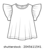 flat sketch of girls top | Shutterstock .eps vector #2045611541