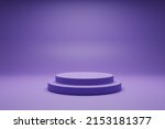3D rendering purple colour minimal concept double cylinder pedestal or podium for product showcase display on empty background. 3D mockup illustration