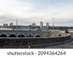 Small photo of New York, NY, USA - December 17, 2021: Roundabout at West 79th St. Boat Basin, off of Hudson Parkway