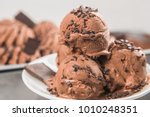 Ice cream with chocolate and chocolate chips