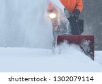 Senior Man Snow Blowing Driveway New Brunswick Canada