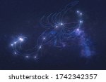Scorpio Constellation stars in outer space with shape of a scorpio in lines. Zodiac Sign Scorpio constellation lines. Elements of this image were furnished by NASA