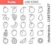 fruits line icons set | Shutterstock .eps vector #1185705637