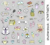 fashion patch badges. vector... | Shutterstock .eps vector #674976874