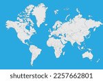 Mercator projection world map all countries without antartica (vector)