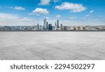 Plaza floor tiles and urban building group background