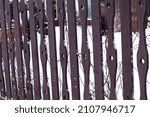Snow Covered Fence In Winter...