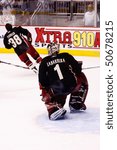 Small photo of PHOENIX - APRIL 4: Goalie Jason Labarbera of the Phoenix Coyotes of the National Hockey League. April 4, 2010 in Phoenix, Arizona.