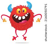 funny cartoon smiling monster... | Shutterstock .eps vector #2160050791