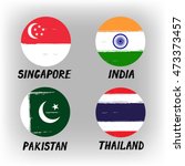 Set Of 4 Flags   Round Icons  ...