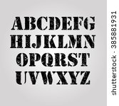 grunge stamp texture alphabet... | Shutterstock .eps vector #385881931
