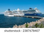 Small photo of Tallinn, Estonia - July 24, 2023: Cruise ships in port of Tallinn. Hapag-Lloyd Cruises Europa, Aida Cruises Avitak and Celebrity Cruises Apex.