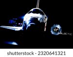 Small photo of Smartphone with Virgin Galactic logo on background of space shuttle blurred and selective focus, USA, June 19, 2023