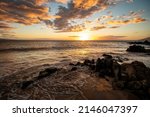 Small photo of Sunset from Charley Young Beach, Kihei, Maui, Hawaii