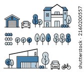 set of icons of a suburban... | Shutterstock .eps vector #2160200557