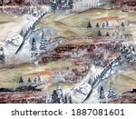 watercolor seamless pattern... | Shutterstock . vector #1887081601