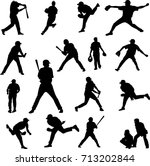 baseball player silhouette  ... | Shutterstock .eps vector #713202844
