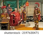 Emperor giving orders to a Roman centurion 