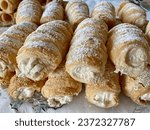 Delicious traditional Austrian cream pastry, Schaumrollen. High quality photo