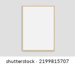 Small photo of Realistic photo frame mockup. Portrait large a3, a4 wooden frame mockup on white blank wall. Simple, clean, modern, minimal poster frame. Vertical white picture frame mockup. International paper size