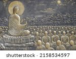 Small photo of The Life of the Buddha, Siddhartha Gautama. Buddha with disciples, teaching. The Buddha exhorted His first sixty Arahant disciples to go forth in different directions to preach the Doctrine. Chau Doc