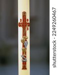 Small photo of Paschal candle in a catholic church. France.
