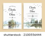 watercolor wedding invitation... | Shutterstock .eps vector #2100556444