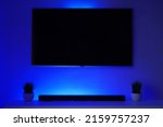 Blank Black Tv Screen In Blue...