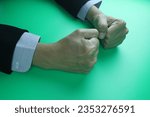 man businessman shirt suit is being angry anger his fist vibrating shaking on the director desk table feel furious displease stress frustrated aggressive gesture client talking argument 