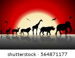 Silhouettes Of Wild Animals On...