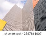 Small photo of Perforated panels for the facade. Perforated metal panels for wall decoration. Decorative metal panels. Production of modern facade panels. Repair of buildings.