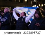 Small photo of Toronto, Canada - October 9, 2023: People gathered in support of Israel on Mel Lastman Square following the attacks on Israel by Hamas.
