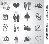 valentine day love icons set... | Shutterstock .eps vector #368125187