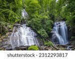 Twin waterfalls in northern...