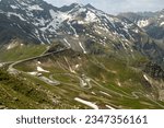 Panoramic alpine road in the Austrian Alps overlooking the mountain ranges, Grossglockner