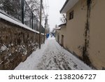 Small photo of BEIJING, CHINA, FEBRUARY 13, 2022: snow of Beijing Hutong